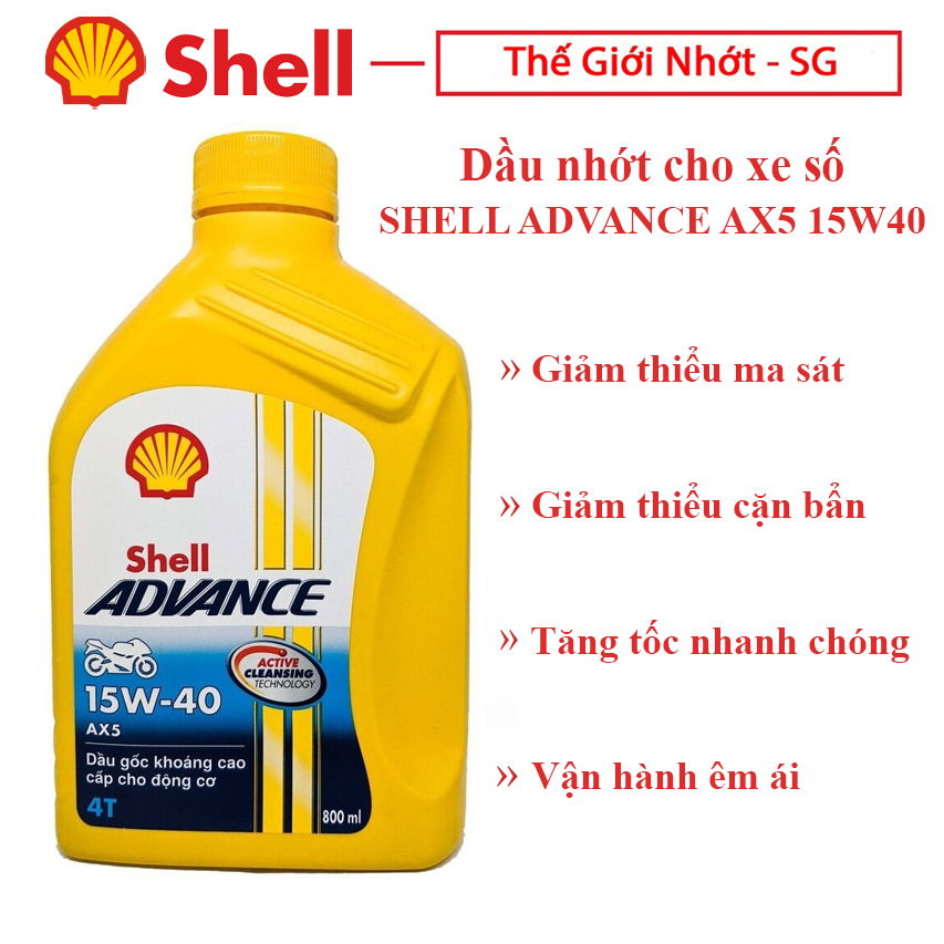 Nhớt xe máy số shell advance AX5 15W40 4T