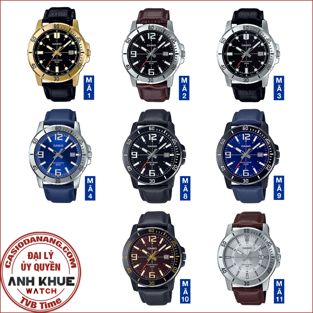 Đồng hồ nam dây da Casio chính hãng Anh Khuê MTP-VD01 Series