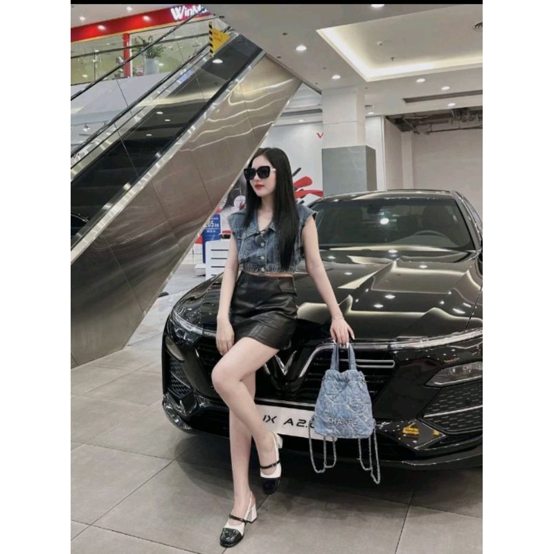 Balo rút cầm tay lót nhung chất Jean hoa trà cá tính sang trọng