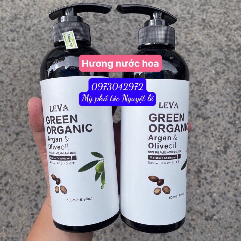 Bộ Dầu Gội Xả Nhật Bản LEVA GREEN Organic 500mlx2_ Phục Hồi Mềm Mượt Hương Nước Hoa