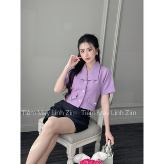 ÁO TÍM CỔ VEST- LINHH ZIM