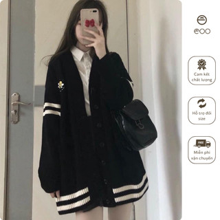 Áo cardigan len đen áo khoác cardigan len Hàn Quốc sang chảnh cá tính eooshop