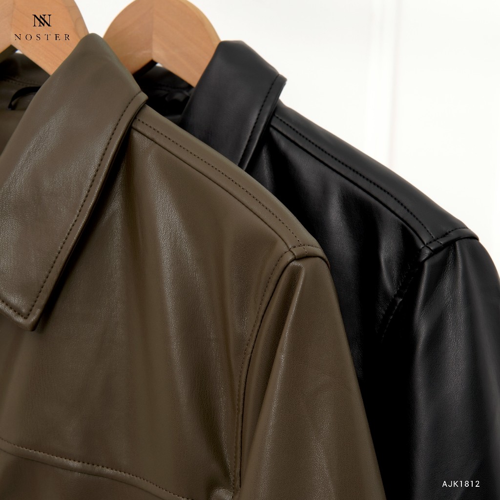 Áo khoác da khóa kéo, áo Jacket da nam, chất da mềm, form vừa vặn đẹp - Thương hiệu NOSTER mã AJK1812