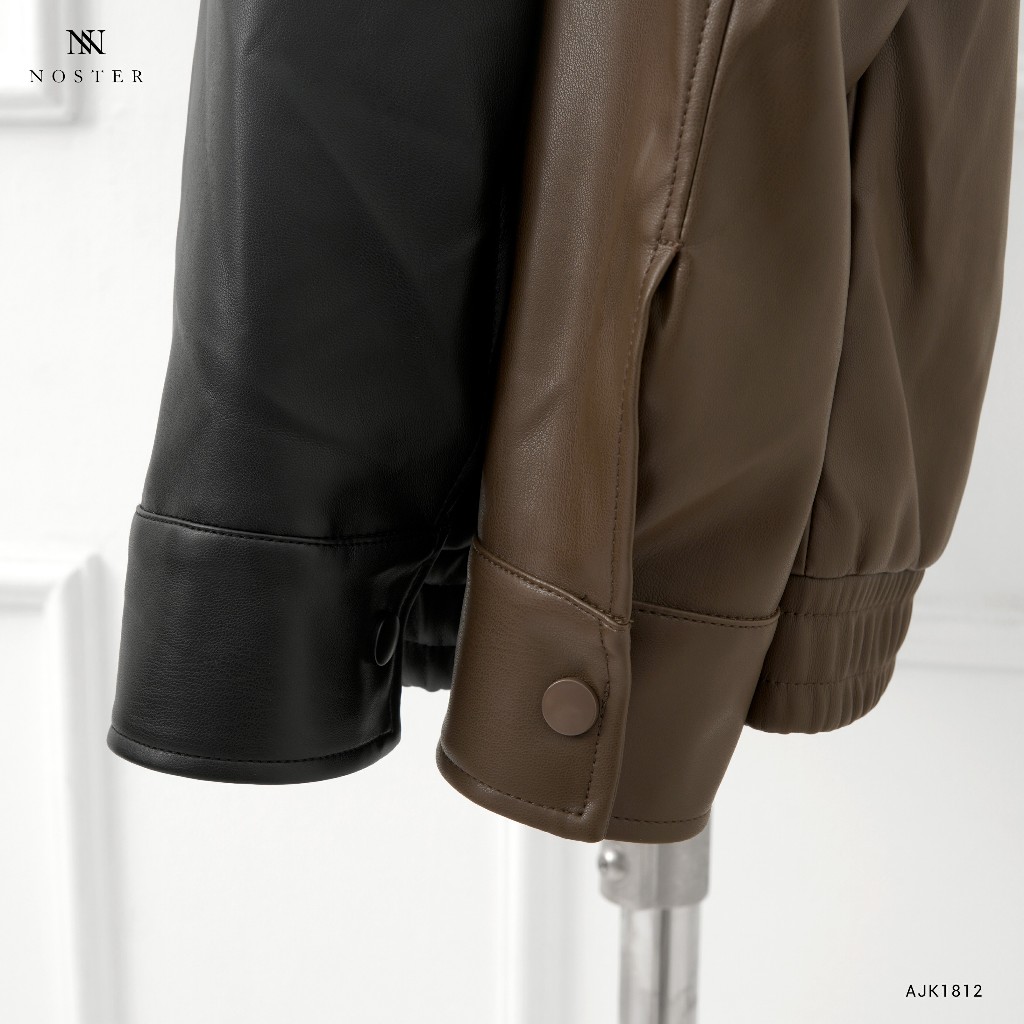 Áo khoác da khóa kéo, áo Jacket da nam, chất da mềm, form vừa vặn đẹp - Thương hiệu NOSTER mã AJK1812