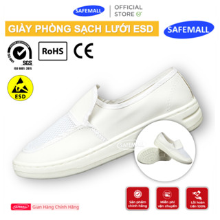 Giày Phòng Sạch Chống Tĩnh Điện Mặt Lưới Và 4 Lỗ ESD - Giày Bảo Hộ Phòng Sạch Siêu Nhẹ SAFEMALL