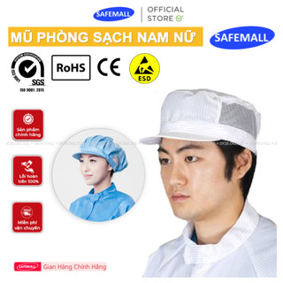 Bộ Mũ Vải Phòng Sạch Chống Tĩnh Điện Nam Nữ, Mũ Lưỡi Trai Nam Phòng Sạch ESD Thoáng Khí - SAFEMALL