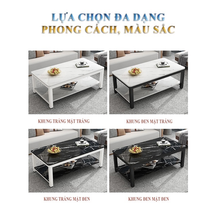 Bàn trà phòng khách cao cấp Bàn trà sofa vân đá kich thước 100*50*42 cm