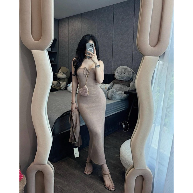 Váy Thun Hai Dây Trơn Kèm Cardigan Thuỳ Ngô Thanh Store
