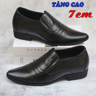 Giày lười nam độn đế da bò, giày tăng cao 7cm, giày công sở da mềm màu đen - neo4685