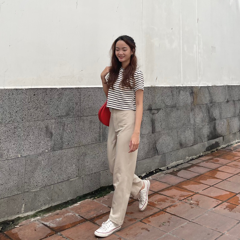 ÁO THUN SỌC ĐEN DÁNG LỬNG