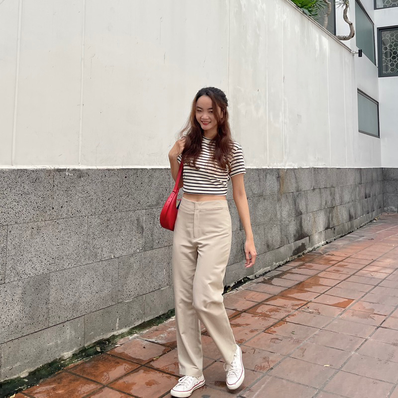 ÁO THUN SỌC ĐEN DÁNG LỬNG