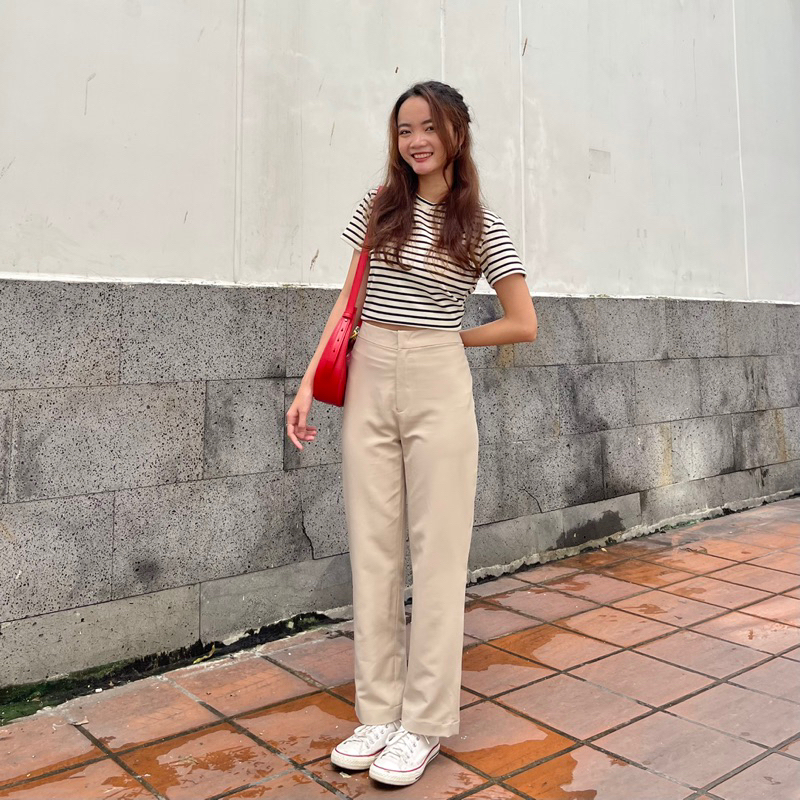 ÁO THUN SỌC ĐEN DÁNG LỬNG