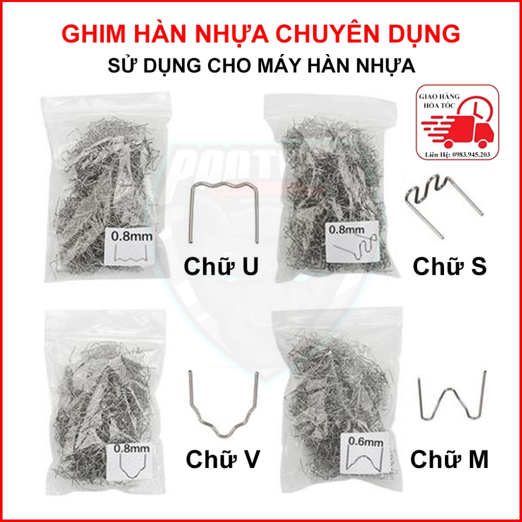 Ghim Hàn Nhựa inox 304 4 Loại Chữ S V M U Chuyên Dụng Cho Máy Hàn Nhựa Cản Ô Tô Xe Máy Và Đồ Nhựa Chuyên Dụng