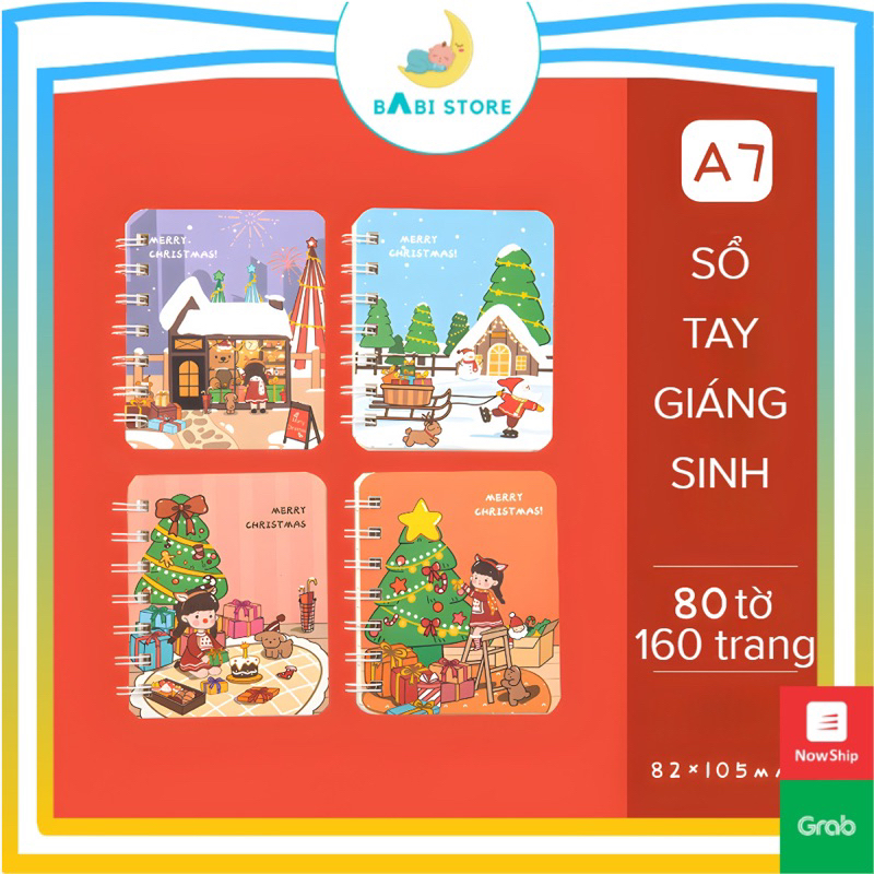 Sổ Tay Lò Xo Dễ Thương A5 Kẻ Ngang Họa Tiết Giáng Sinh / Hoạt Hình