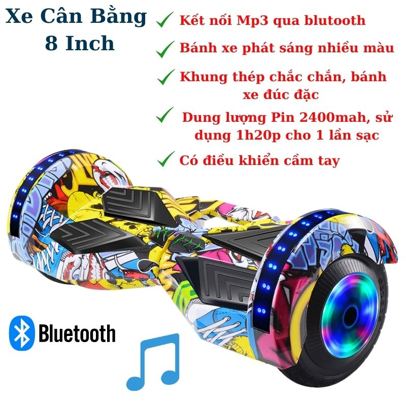 Xe Điện Cân Bằng 2 Bánh Công Nghệ Mới - Xe Cân Bằng 7 Inch, 8 Inch Có Đèn Led Dành Cho Trẻ Em Và Người Lớn Kết Nối MP3