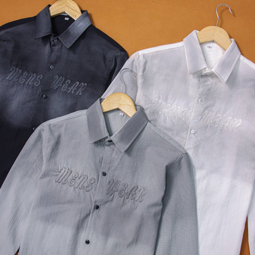 Áo sơ mi nam hàn quốc tay dài thêu logo chất đũi mềm mịn chống nhăn mẫu mới nhất cao cấp AHFASHION