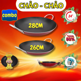 Bộ 2 Chảo chống dính KYOFA sâu lòng 2 quai đường kính 28cm và 26cm Cao cấp Chảo chiên xào