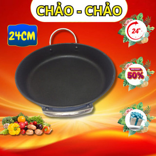 Chảo chống dính 2 quai đáy bằng đường kính 24cm