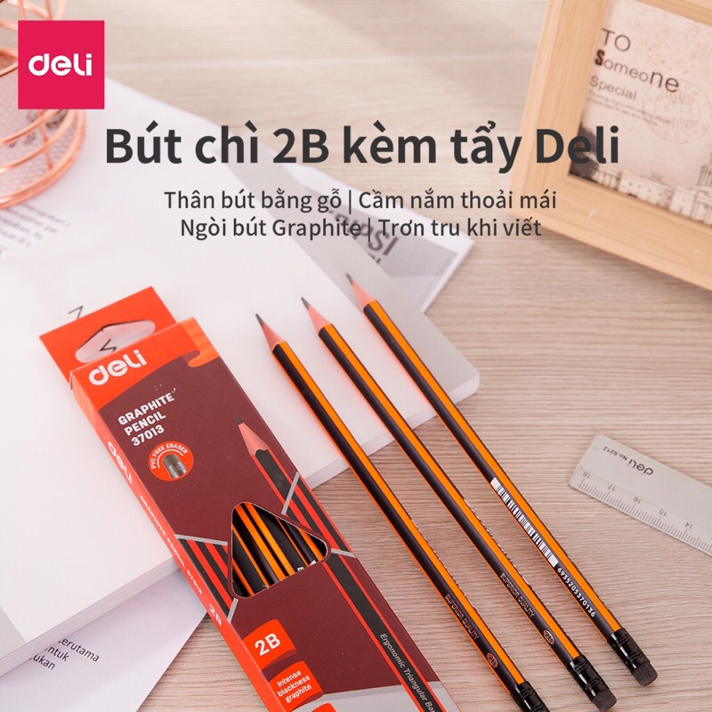 Hộp 12 bút chì 2b có tẩy mã 37013