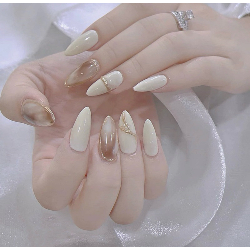 NAILBOX THIẾT KẾ TRẮNG NGÀ MIX TRÁNG GƯƠNG NỔI - A14