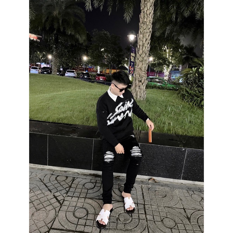 Áo Len Lông SAINT LAURENT Form Rộng Unisex Nam Nữ 2023