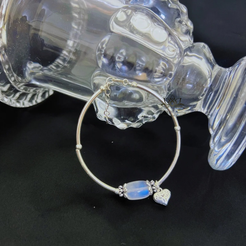 Vòng tay lu thống đá Th.anh Hồng phối bạc cầu tình duyên tài lộc