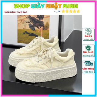 FREE SHIP giày thể thao nữ Ulzzang vải tuarua độn đế 5cm mang êm chân dễ mix đồ