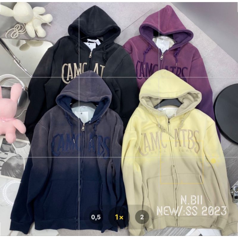 Áo nỉ hoodies loang mũ trong lót lông