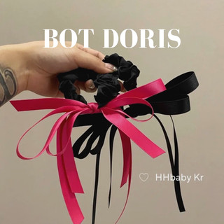 Scrunchies cột tóc lụa đính nơ ruy băng xin xắn, phụ kiện tóc BOT DORIS