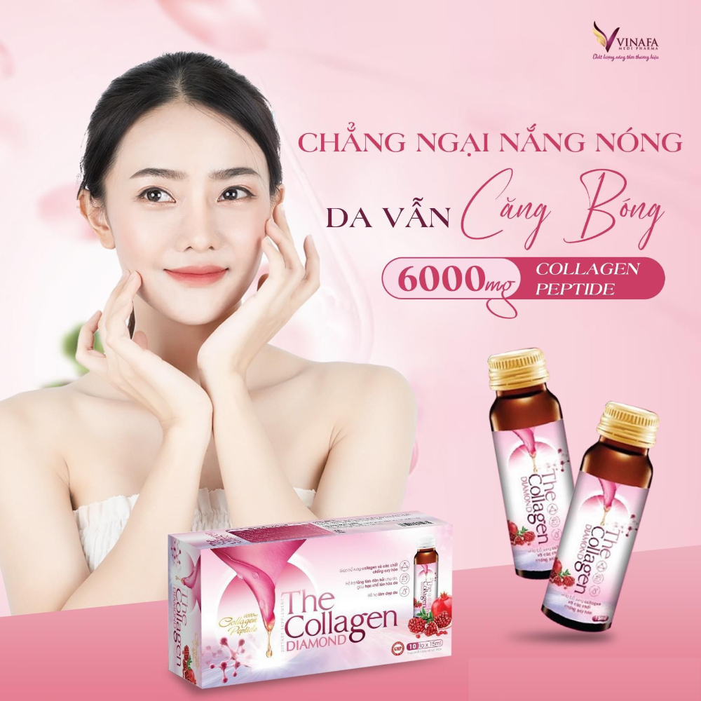 Collagen uống trắng da, mờ thâm nám, chống oxy hóa, giảm sạm nám da Collagen peptide 6000mg - Hộp 10 chai x 30ml