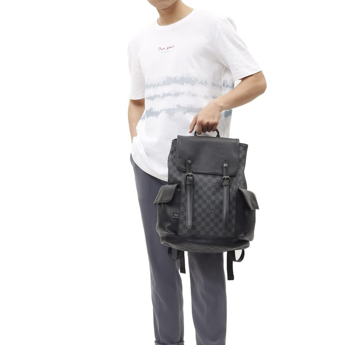 Ba lô da Unisex Three-Box Retro họa tiết Damier Graphite & Damier Brown 2022 - BL8053