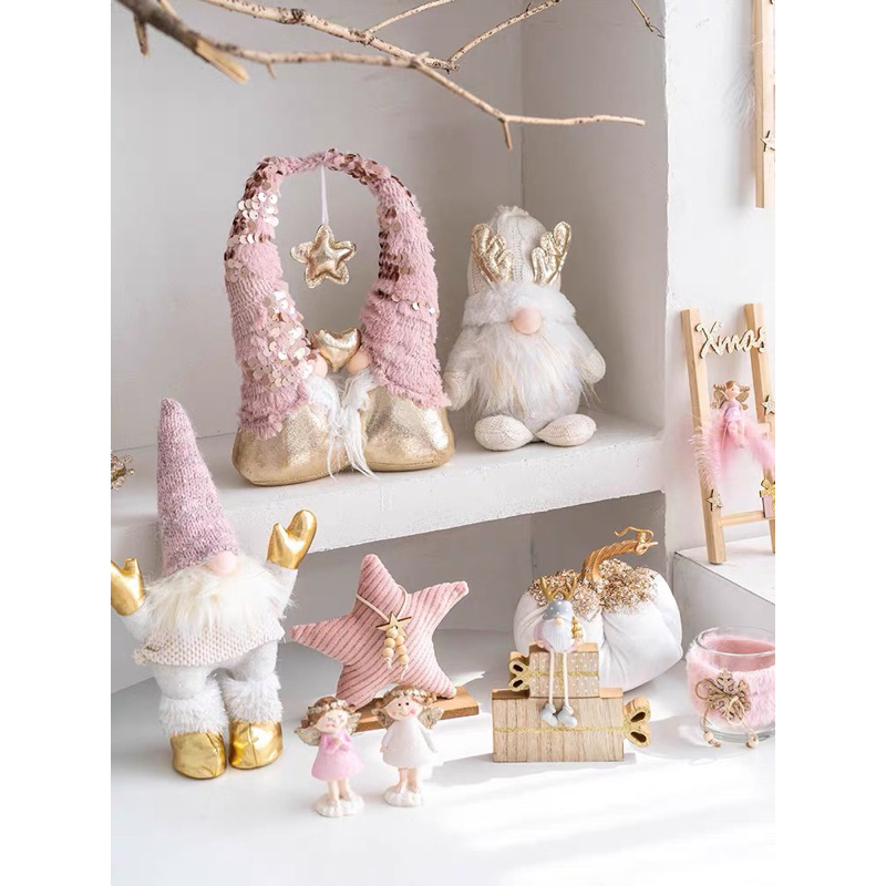 Gấu Bông Để Bàn Trang Trí Làm Quà Tặng Giáng Sinh Ý Nghĩa Màu Hồng Pastel