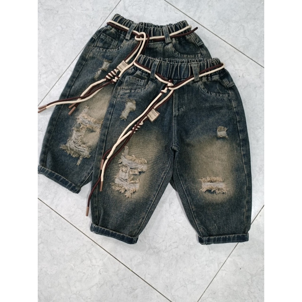 Quần dài cho bé trai , quần Jeans đắp gối + quần rách sành điệu cho bé trai