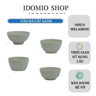 Chén Nhựa Melamine Nhiều Size Vân Đá Cát Xanh