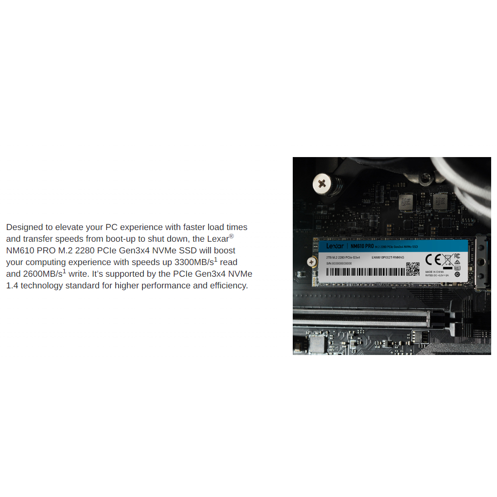 Combo SSD Lexar NM610 Pro 1TB M.2 2280 NVME - New - BH 36 Tháng