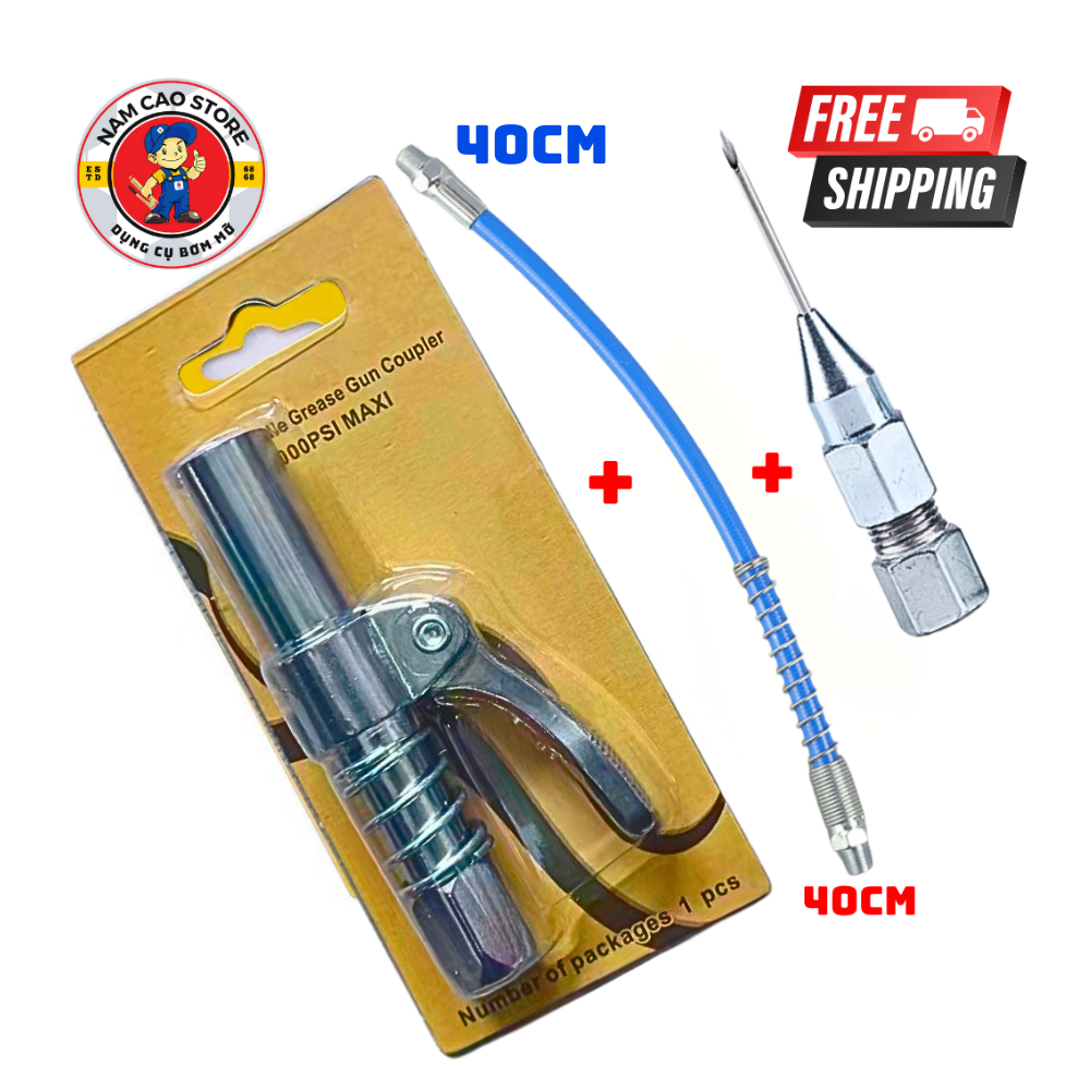 Đầu bơm mỡ bò 2 cánh 6 chấu chất liệu thép không rỉ đầu kẹp bơm mỡ 6li 8li 10li 12li dùng cho các loại bơm mỡ bò