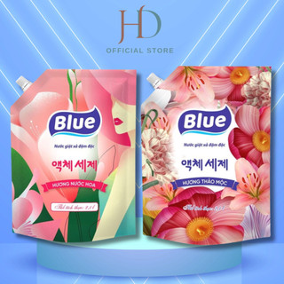 Nước Giặt BLUE Hàn Quốc 2100ml, Hương Nước Hoa, Hương Thảo Mộc, Túi Can Chính Hãng