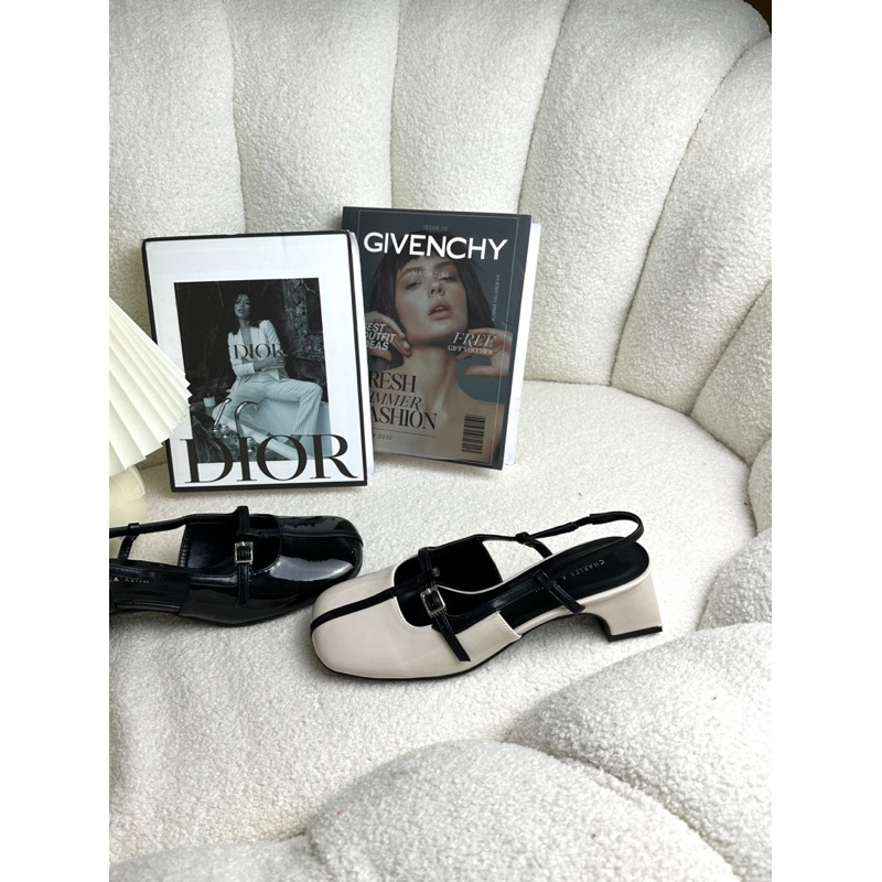 Giày sandal Cnk gót vuông cao 4cm phối dây mảnh hở gót phong cách tiểu thư Mary Jane cá tính hàng Fullbox 2023