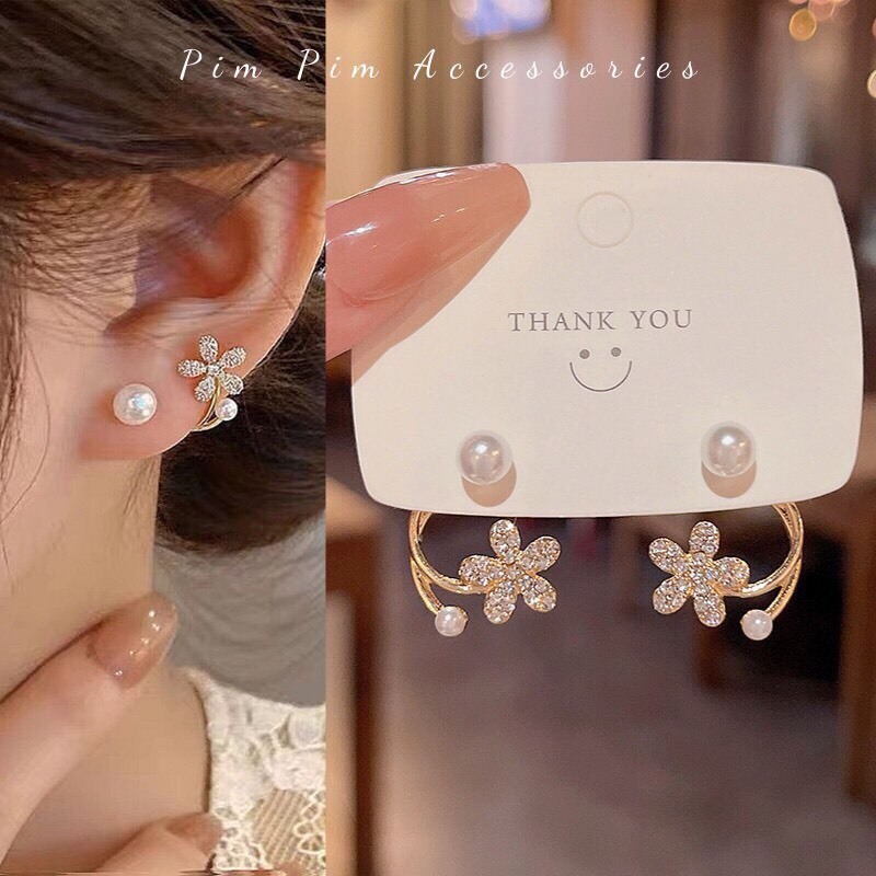 Bông tai nữ đính đá phong cách hiện đại sang trọng