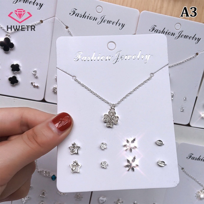 Set vòng cổ và khuyên tai đính đá