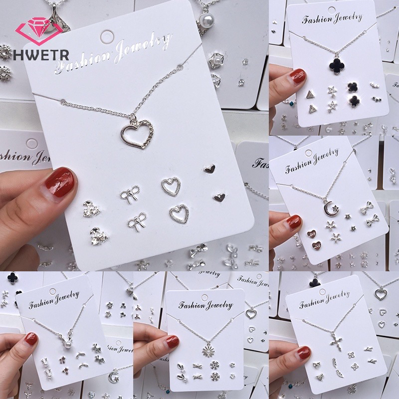 Set vòng cổ và khuyên tai đính đá