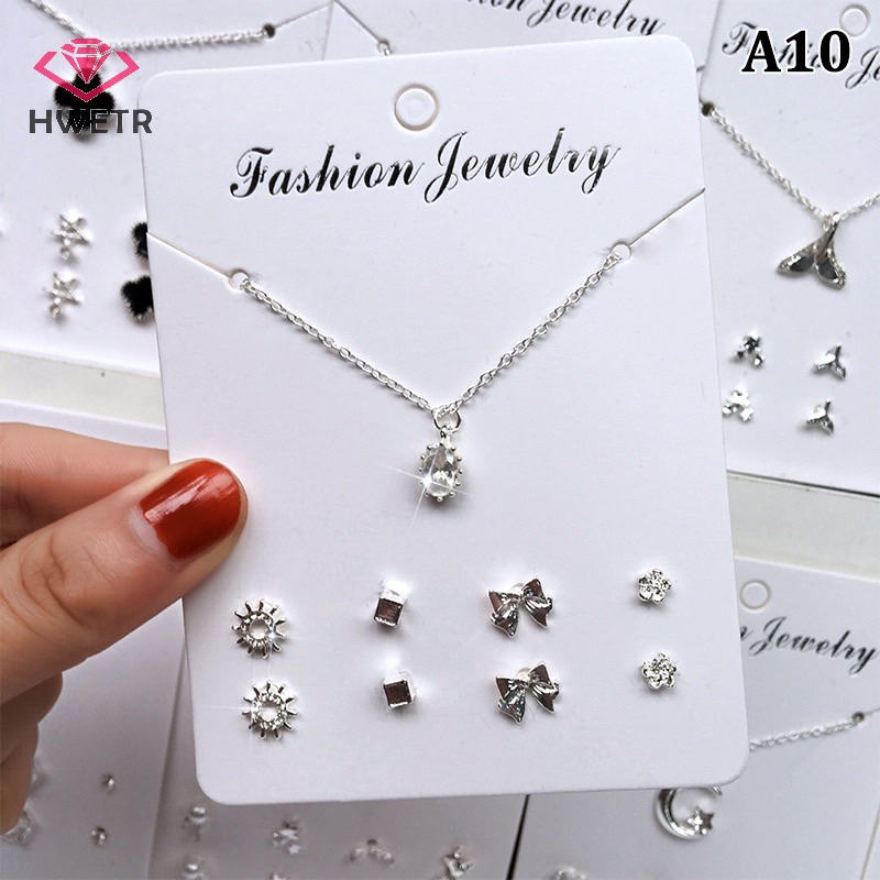 Set vòng cổ và khuyên tai đính đá