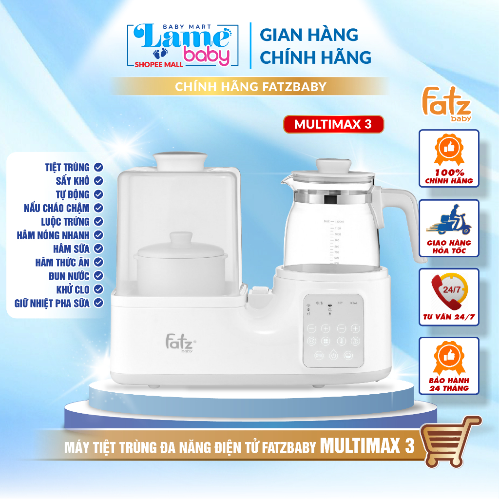 Máy tiệt trùng sấy khô, hâm sữa và đun nước đa năng Fatzbaby Multimax 3