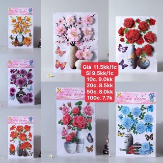 Tranh dán tường 3d hình bình hoa