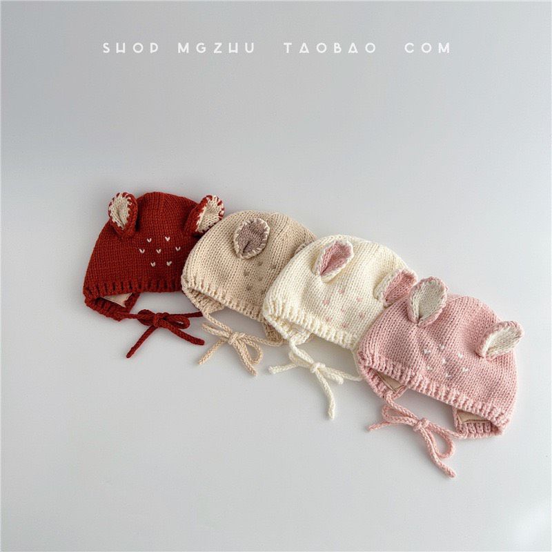 MŨ LEN TAI THỎ CAO CẤP CHO TRẺ SƠ SINH