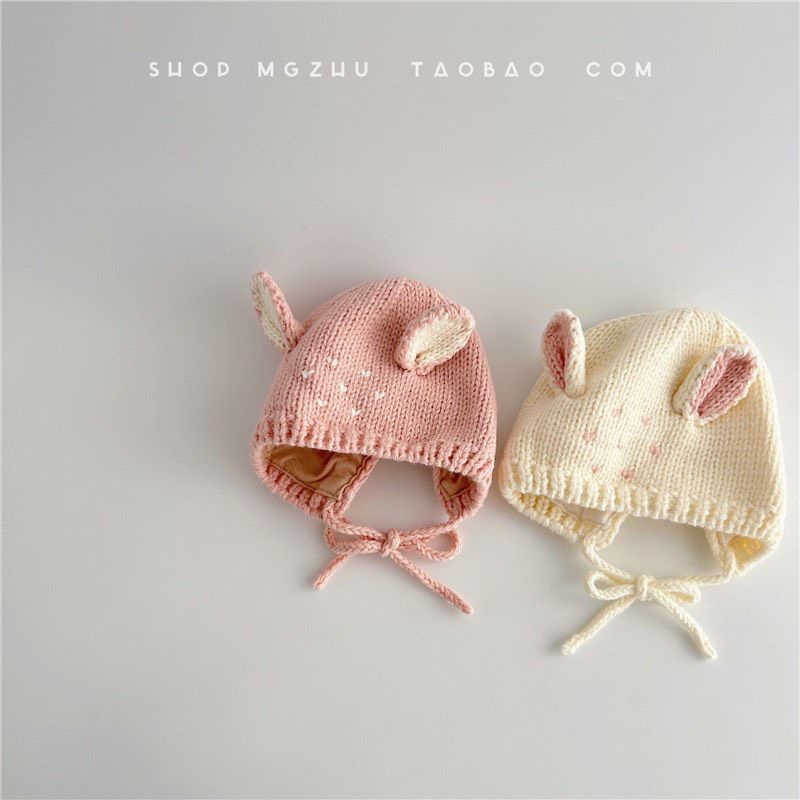MŨ LEN TAI THỎ CAO CẤP CHO TRẺ SƠ SINH