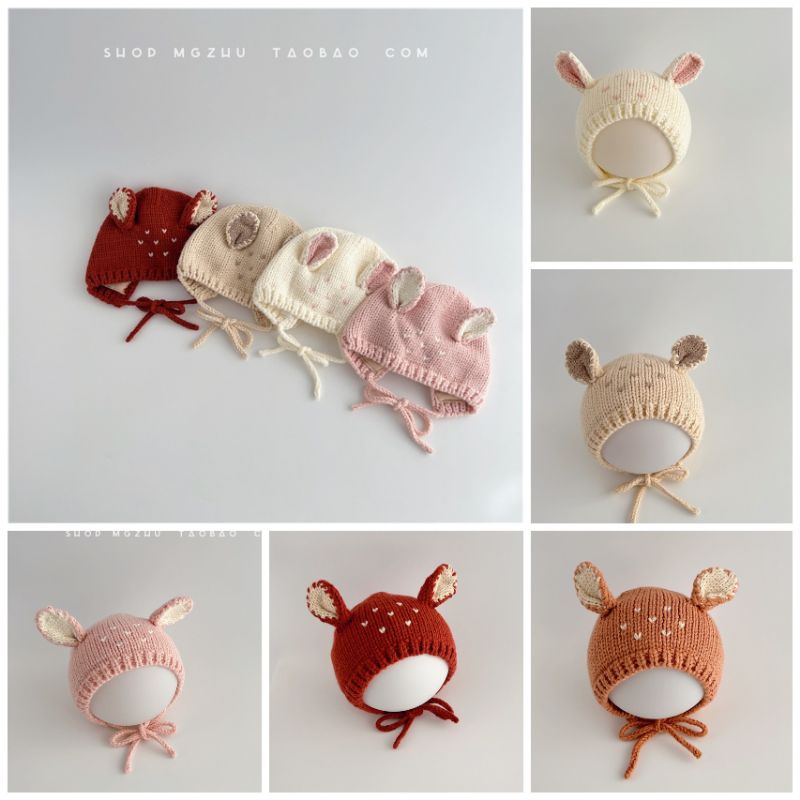 MŨ LEN TAI THỎ CAO CẤP CHO TRẺ SƠ SINH