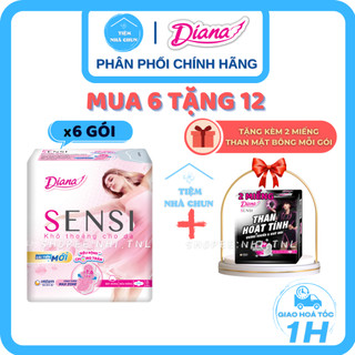 Lốc 6 gói 8 miếng băng vệ sinh mặt bông diana sensi trắng siêu mỏng cánh 23cm - nhi.tnl