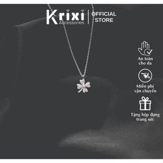 Dây chuyền bạc 925 Krixi Silver, vòng cổ bạc nữ cỏ bốn lá thời thượng, sang trọng