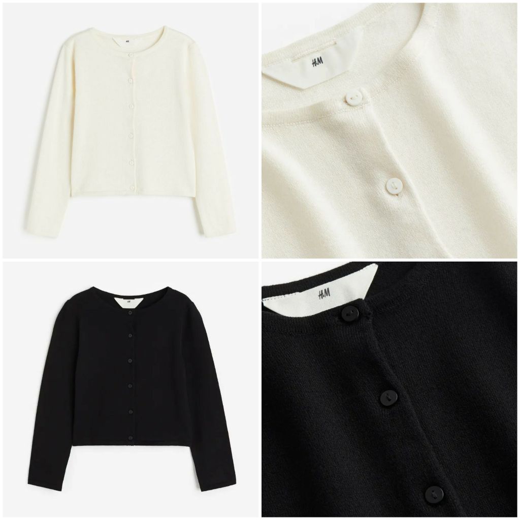 Áo len cardigan trắng/ đen HM H&M_hàng chính hãng authentic